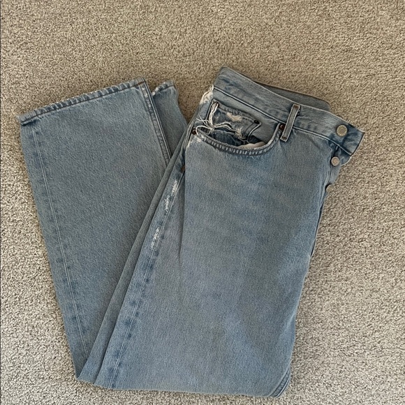 Agolde Denim - Agolde Light Wash Button-Fly Straight Jeans